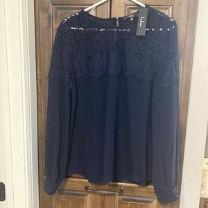 NWT- Lulus Navy Blue blouse- M